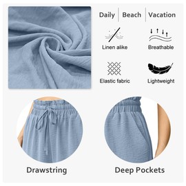 FREEOAK Women’s High Waist Vacation Flowy Capris Palazzo Pants with Pockets Wide Leg Casual Cropped Holiday Pants Orange Size Large