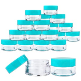 25 Jars - Beauticom High-Graded 5 Grams/5 mL BPA Free Thick Clear Acrylic 100% NO LEAK Plastic Jars empty Container Teal Lid for Cosmetic, Lip Balm, Beads, Creams, Lotion, Liquids, Sample, Travel