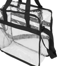 ANKROYU Clear Tote Bag Large Capacity Transparent Handbag PVC Waterproof Travel Beach Bag with Double Zippers Adjustable Shoulder Straps for Women Men Students Office Workers