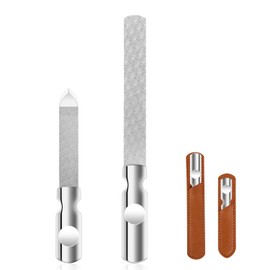 Pack of 2 Nail Files, Stainless Steel Nail Files, Double-Sided Nail File, Reusable Metal Nail File for Natural Nails, Home, Salon, Men and Women