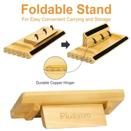 plusvivo Card Holders for Playing Cards with Adjustable Stand Set of 4, Playing Card Holders for Seniors Adults Kids 5 Slots up to 110 Cards, 12" Wooden Card Holder for Canasta Bridge
