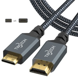 Twozoh Mini HDMI to HDMI Cable 1M, 4K 60Hz UHD Mini-HDMI Male to HDMI Male Converter Cable,HDMI Cable Type C (HDMI Mini)