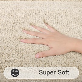 SHACOS Super Soft Fluffy Bathroom Rugs 24"x36" Non Slip Washable Bath Mats Absorbent Bath Rugs Carpets for Bathroom Floor Tub Shower Vanity Sink Home Decor Accessories, Light Beige
