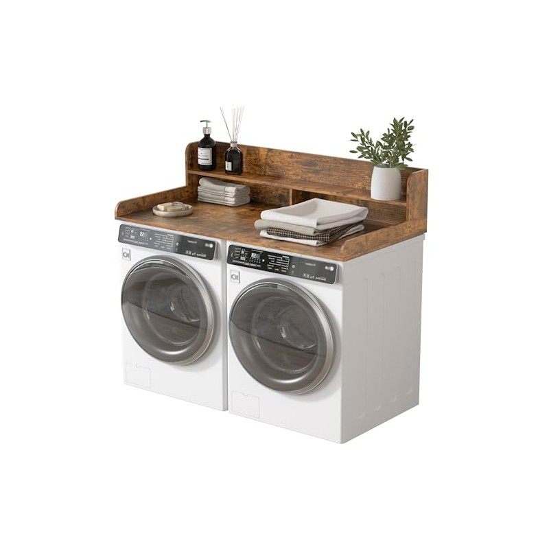 Piskyet Washer Dryer Countertop,2- Tier Laundry Countertop with Edge Rails,27.5"