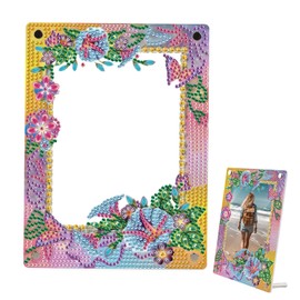 5D Diamond Art Painting Kits Photo Frames with Stand, Colorful Flowers Diamond Art Kits Photo Frame Desktop, 5D Special Shape Crystal Rhinestones Diamond Art Kits for Living Room Office Table Decor