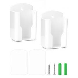 QWORK® 2 PCS Remote Control Holder Wall Mount Bracket with Sticker and Screws for Remote Control Internal Size: 63mm x 30mm x 100mm (L x W x H)