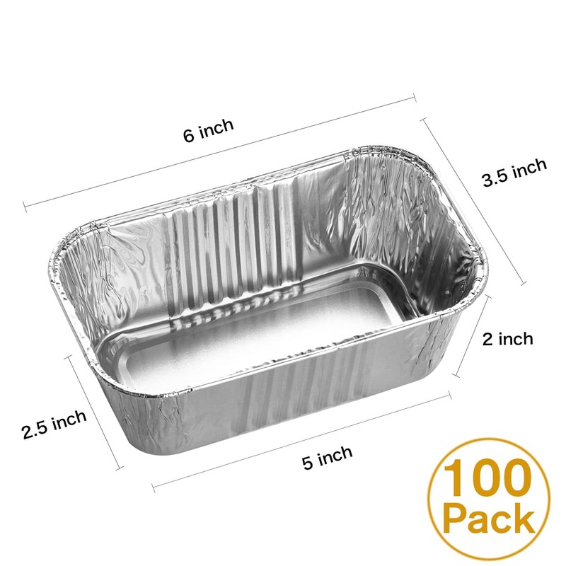 MOACOCK 100 Pack 1Lb Aluminum Mini Loaf Baking Pans, 6”