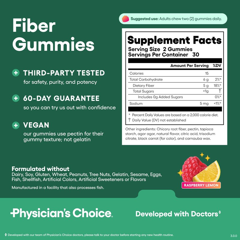 Physician’s Choice Fiber Gummies for Digestive Health & Regularity -