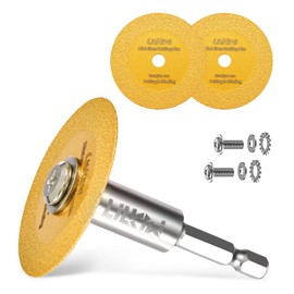 LitKiwi 1/4" Hex Shank with 2PCS Diamond Cutting Blade Wheel for PVC Pipe Cutter,Mini Glasses Cutting Disc Also for Cutting Glass, Jade, Crystal, Ceramics and etc.