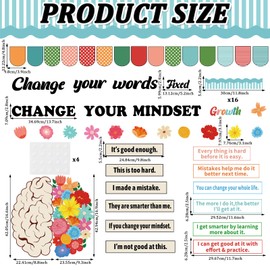 Growth Mindset Bulletin Board Classroom Decoration Flower Themed Change Your Mindset Bulletin Board Set Daisy Brain Cutouts Positive Sayings Posters Decor for Back to School Teacher