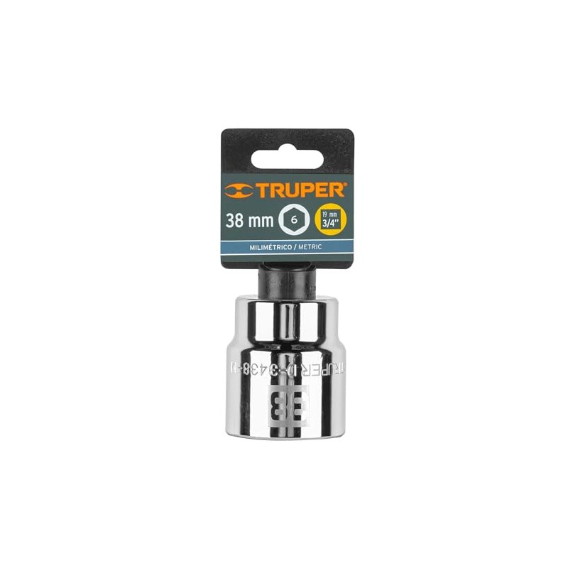 Truper D-3438-M, Dado de 38 mm, 6 puntas, cuadro 3/4"