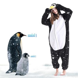 vavalad Adult Penguin Costume Cosplay Penguin Onesie Sleepwear for Women Men, Penguin, Small