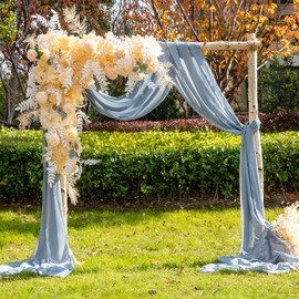 EBETA Wedding Pelmet Free Decoration for Wedding Arch & Wedding Arch Canopy Bed Curtains for Window Decoration Made of Chiffon Fabric (Smoke Blue, 600 x 145 cm)