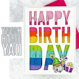 Yqtwlkjic Happy Birthday Script Metal Die Cuts,Birthday Numeric Symbols Cutting Dies Cut Stencils DIY Scrapbooking Decorative Embossing Paper Scrapbooking Card Making, silver