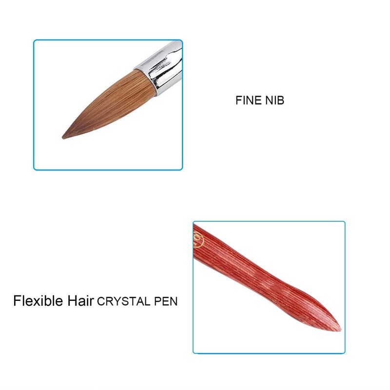 Professional Flexible Hair Nail Art Brush Rosewood Handle Crystal Pen