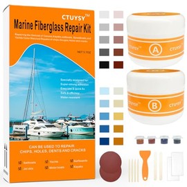CTUYSY Fiberglass Boat Repair Kit,Marine Fiberglass Repair Kit for Boat Hull (Color Match),Epoxy Filler for Boats,Gel Coat Repair Kit for Boats, Boat Accessories for Fix Holes Chips Pit Cracks