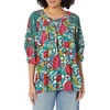 Tru Luxe Jeans Women's Printed Top with Lace Trims, Multi,