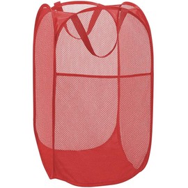 BATTOO Deluxe Strong Mesh Pop up Laundry Hamper Basket with Side Pocket for Laundry Room, Bathroom, Kids Room, College Dorm or Travel Red