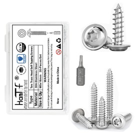 HanTof Torx Pan Head with Washer Self-Tapping Screws, M5x16 mm Star Drive Sheet Metal Screws, 304 Stainless Steel Wood Screws with Storage Box and 1 Pc T25 Drill Bit.(Pack of 30)