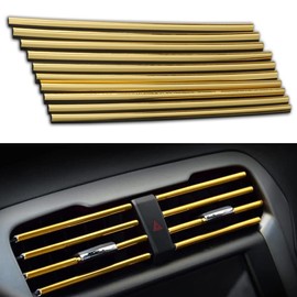 Car Air Vent Decoration FaJoek Pack of 10 20 cm Car Air Outlet Decoration Strips, DIY Car Interior Strips, Car Styling Ventilation Grille Trim Universal (Gold)