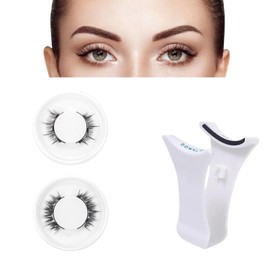 Natural Look Magnetic Eyelashes with Applicator, 2 Pairs Reusable No Glue Lashes,2 styles