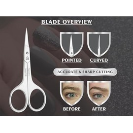 SILLVER Tijeras de uñas curvas profesionales para mujeres y hombres, tijeras pequeñas para el cuidado facial, uñas, cejas, nariz, bigote, barba, pestañas y piel seca - Tijeras de manicura