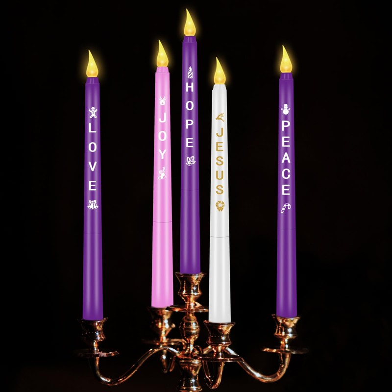 RGQSUN - 5 velas de Adviento de Navidad, velas cónicas