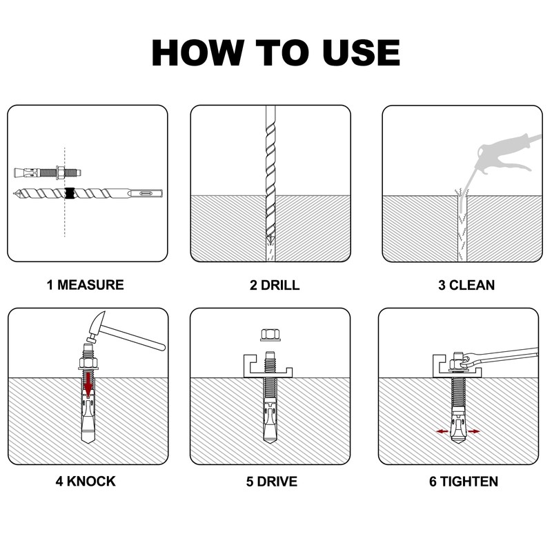 Anclaje de cuña de 1/4 x 3-3/4 pulgadas, diámetro de