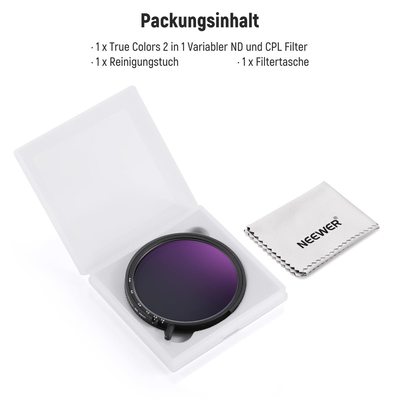 NEEWER 49 mm True Colour Variable ND and CPL Filter
