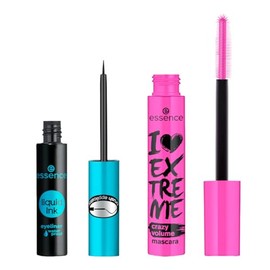 essence - Pack 2 en 1 Máscara de Pestañas I Love Extreme Crazy Volume 12 ml  Delineador Líquido Liquid Ink Waterproof 3 ml, Volumen Extremo y