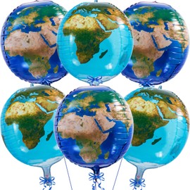 Ckepvo Earth Balloons 6Pcs Foil Globe Balloons,Around The World Party Decorations,22 Inch World Balloons For Earth Day Travel Adventure Birthday Party,Around The World Decorations