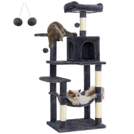 Feandrea Árbol para Gatos, Altura 137.7 cm, 4 Postes, 2 Plataformas