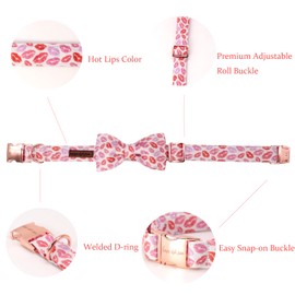 Unique style paws Valentine's Day Dog Collar, Soft Dog Collar with Bow Tie, Durable Dog Collar with Bow Adjustable Dog Collar for Small Medium Dogs