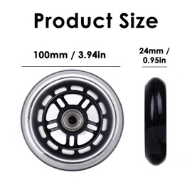 Ideal Swan Stunt Scooter Wheels, Scooter Wheel Replacement 2 PCS, Thick Skate Wheels Set 100mm PU Material with ABEC-7 Bearings