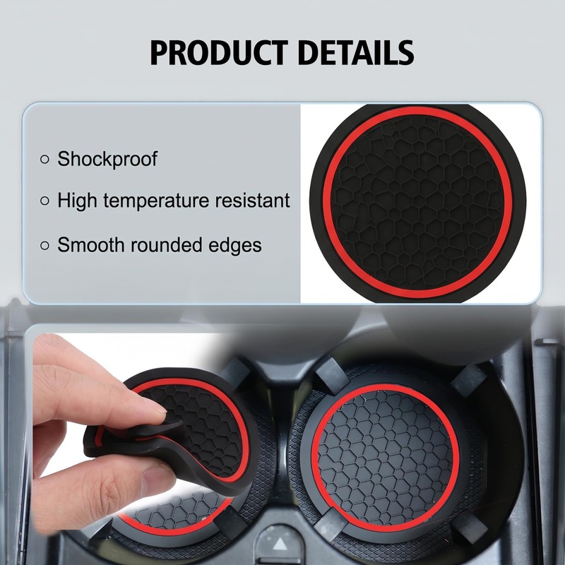 4 Pcs Anti-Slip Car Cup Holder Coaster Set, Diameter 2.75
