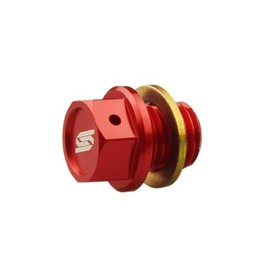 SCAR Magnetic oil drain plug compatible with KTM SX SXF EXC EXC TPI EXCF 50 65 85 125 150 250 300 350 450 500 HUSQVARNA TC TE TEi TX FE FC FX FS GASGAS MC MCF EC ECF EX EXF 00-23 - Red