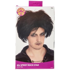 Bristol Novelty BW732 80's Spikey Rock Star Wig, Mens, Black, One Size