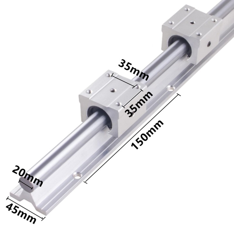 GUWANJI 2Pcs SBR20-400mm/15.7 inch Linear Fully-Supported Rail and 4Pcs SBR20UU