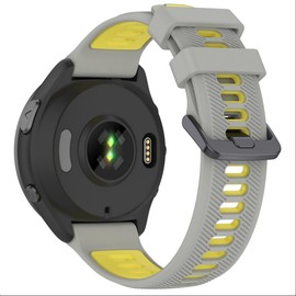 GIOPUEY Strap Compatible with Garmin Forerunner 965/955/945/745, Soft TPU Watch Strap, Strap Replacement [color stitching design] - grey/yellow