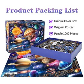 Puzzles 1000 Pieces for Adults jigsaw puzzles for adults 1000 Piece Puzzle Educational Games Home Decoration Puzzle-Space Planet,Solar System