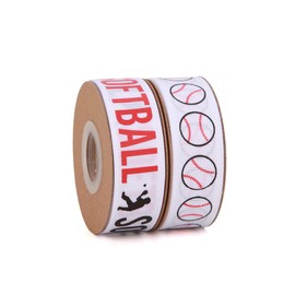 Meseey Baseball Wrapping Grosgrain Ribbon 3/4 Inch Softball Sport Ball 20 Yard Craft Ribbons for Hair Bow Sport Team Party Wreath Gift Wrapping (Softball)