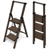 HillhutApex 3 Step Foldable Aluminum Step Ladder with Handgrip, Anti-Slip