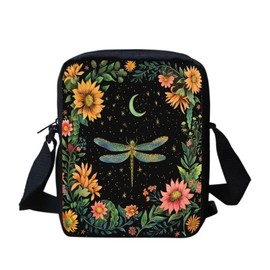 chaqlin Dragonfly Print Crossbody Handbag for Women Girls Cute Sling Shoulder Bags Moon Flower Dragonfly Print Messenger Tote Bags Children Crossbody Purse Mini Wallet