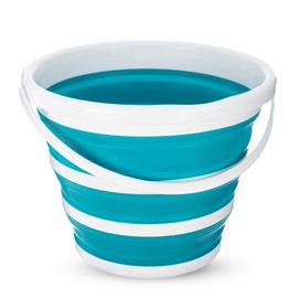 LIVIVO Collapsible Bucket – Large 10L Capacity Sturdy Folding Silicon Water Bucket with Comfortable Grip Handle – Neat and Tidy Space Saving Solution for your Garage Shed Home Bedroom (Turquoise)
