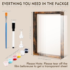 Himake Family Handprint Kit: DIY Art and Craft Keepsake Frame with Non-Toxic Paints, Perfect for New Parents, Grandparents, and Family Special Gifts, Brown