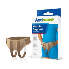 Actimove Professional Hernia Support Belt | Truss for Double Inguinal, With Removable Cushions For Pre or Post-Surgical Scrotal, Femoral, Comfortable Adjustable Waist Strap Hernia | Beige, Small