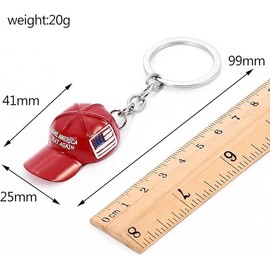 3 set Red Hat Metal Keychain,2024 Baseball Cap Keychain,Metal Key Chain Keychain Ring with USA Flag,Flag Hat Metal Key Chain