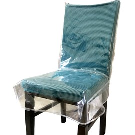 Clean Waterproof Plastic Dining Chair Covers with Backrests, Clear PVC Seat Chair Protector (4 Pack)