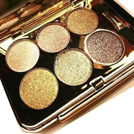 Set De Sombras De Ojos Con Purpurina Dorada, 6 Colores Brillantes - Alta Pigmentación, Larga Duración, Resistente Al Agua Y Al Sudor - Paleta...      