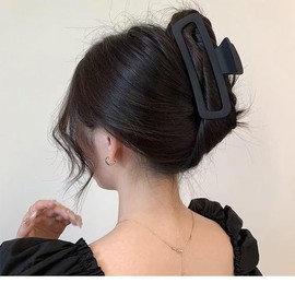 LilaLemon 4 Pack Large Hair CLAW CLIPS，BLACK & COFFEE Claw 13cm，Elastic HAIR TIES, Ponytail HAIR BOBBLES BANDS